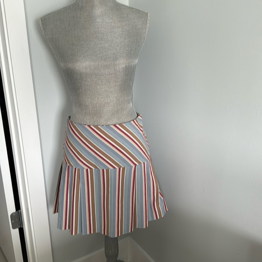 AQUA blue striped high waisted mini skirt
